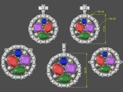 Sport Set in 3 Styles Necklace Pendant Earrings Bracelet 3D print model