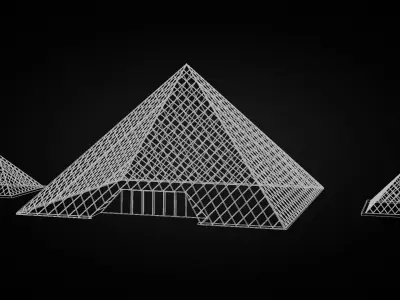 Low Poly Louvre Museum  Low-poly 3D model