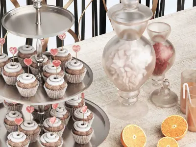 Birthday set Gold 3D model