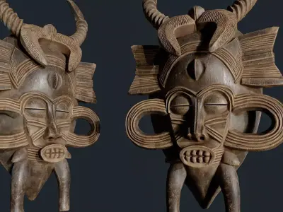 African Decor Mask 10 Low-poly 3D model