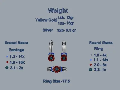 Ring and Earrings 72 3D print model