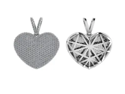 Pendant heart with diamonds 3D print model