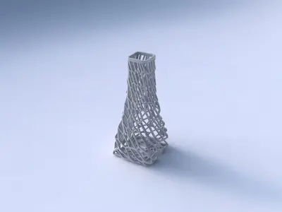 Vase squeezed rectangle with faceted and twisted organic latt... 3D print model