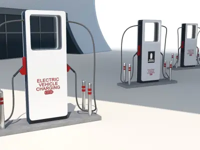 Electric Vehicle Charging 3D Model Pack