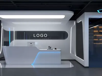 Office interio Low-poly 3D model