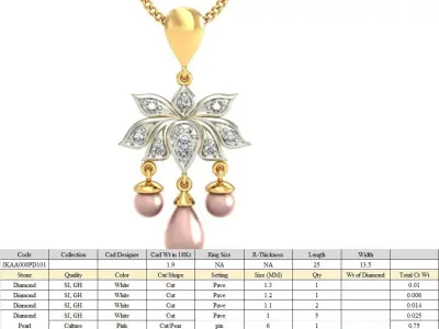 Solitaire Women Pendant 3dm STL OBJ FBX Renders Details 3D print model 19