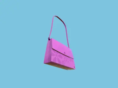 Pink Glossy Female Bag - Character Fashion Design Low-poly 3D model
