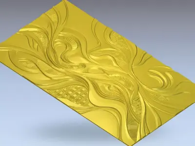 Modern wavey Relief Panel Wall Decor Set STL Mural CNC 324 3D model