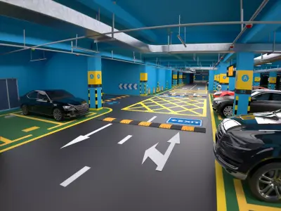 Cinema 4D OCtane shopping mall supermarket underground garage 3D model