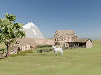 White horse 3D model Low-poly 3D model