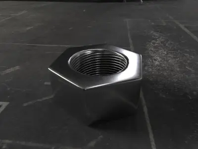 Rusty and clean steel hexagonal nut Low-poly 3D model