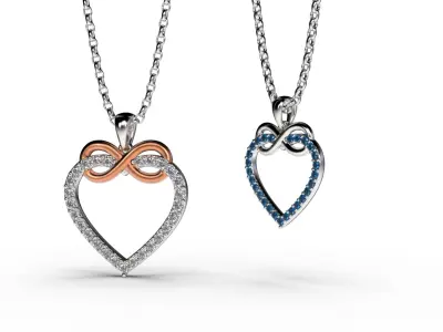 HEART INFINITY PENDANT LOVE SIGN - Diamonds Valentines Day 3D print model