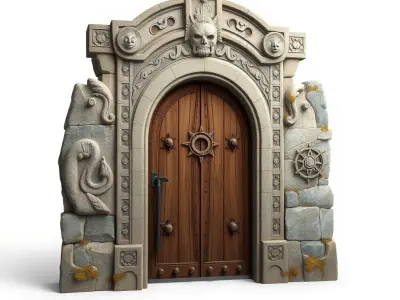 Ornate Gothic Door Model Pack for Architectural Visualization Low-poly 3D model