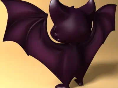 Cartoon Bat RIGGED and Animated Low-poly 3D model