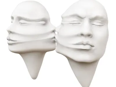 Bas-relief of a female male face-Kiss 3D model