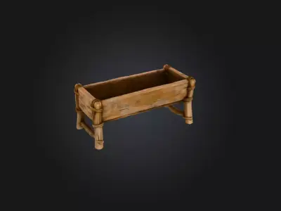 Rustic Wooden Trough Low-poly 3D model