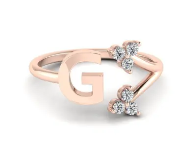 Jewelry Alphabet Ring  G with Diamonds  3D print model