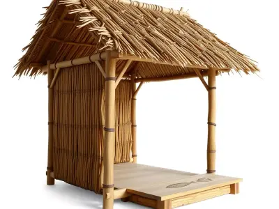 Tropical Bamboo Hut model pack Low-poly 3D model