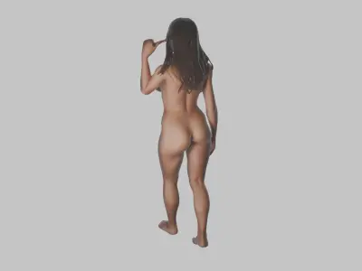 Pornstar Girl beautiful Brunette busty breast nude Low-poly 3D model
