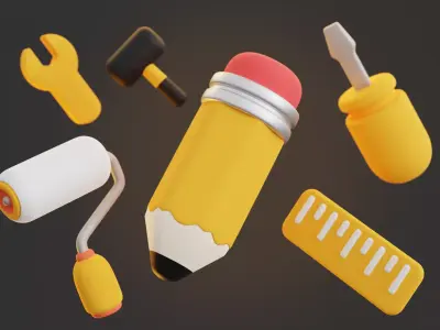 Low Poly Tools Icon Pack 3D model