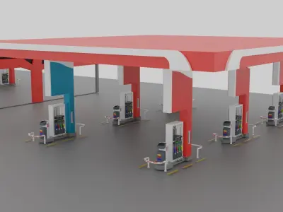 Gas Station Low-poly 3D model order