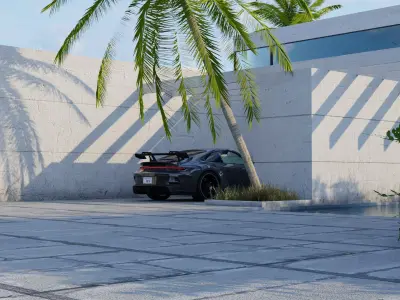 Automotive Render Scene 3D Blender File Textured  3D model