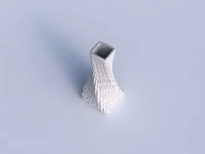 Vase twisted squeezed quadratic with wavy grid piramides 3D print model