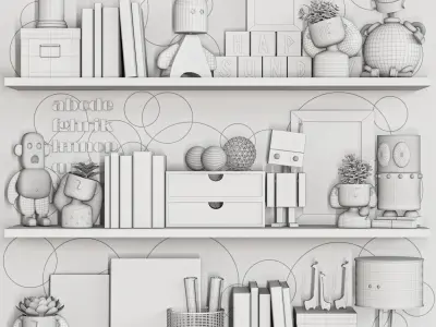 shelf for kid bedroom Low-poly 3D model