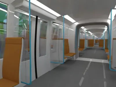 Monorail station with train 2024 V 3D model