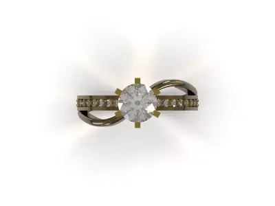 Luxury Solitaire Setting stl 3d Ring model sr0124 3D print model