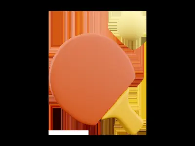 3D rendered red racket for table tennis with white ball 3D model