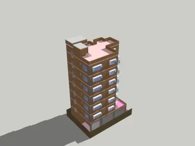 Apartment tall building 3D model
