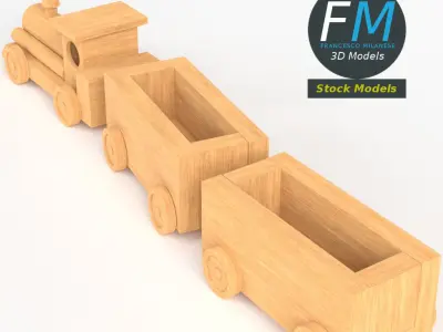 Wooden train toy 3D model