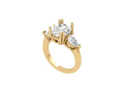 Oval 3 Stone Bridal Ring 3D print model