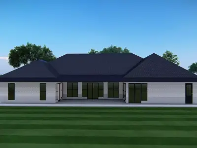 Modern Luxury Villa with Glass Atrium Roof House 3D Model 3D model