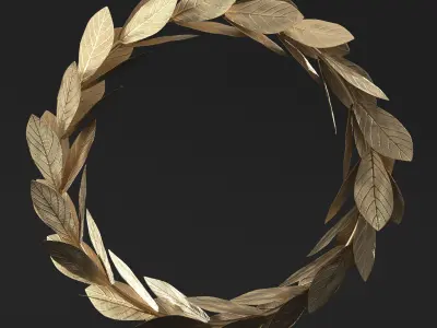Gold Metal Leaves Wreaths 3D model