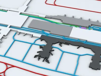 Houston George Bush IAH Airport Roads Buildings and Public Trans 3D model