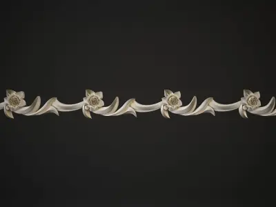 Moulding decorative scroll with flowers 3D model