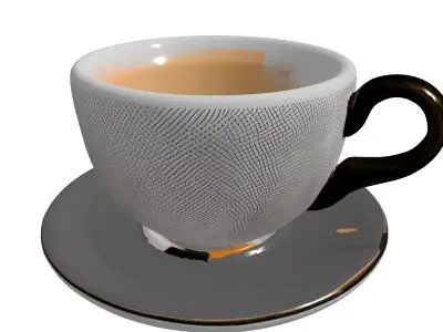 Elegant Teacup and Saucer Set Low-poly 3D model