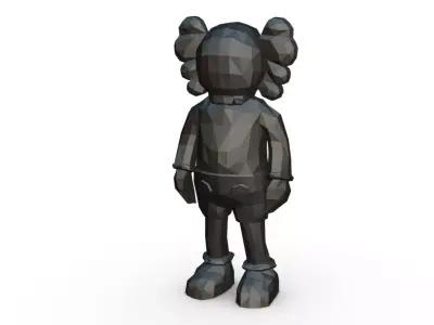 kaws low poly silver figure 3D print model