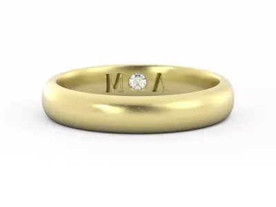 Mens Wedding Band With Inside Diamond and Initials 3DM 3D print model