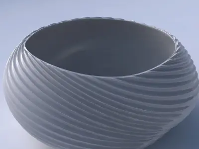 Bowl spheric squeezed wide with bent extruded lines 3 3D print model