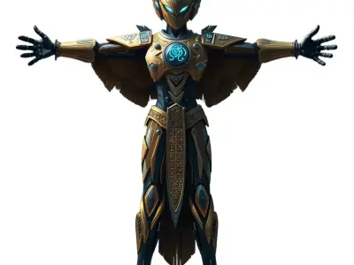 Futuristic Golden Warrior model pack Low-poly 3D model