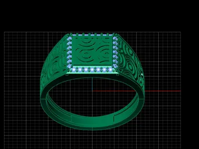 Print Ready STL 3DM  Gents Rings Diamond Men Ring  3D print model 143