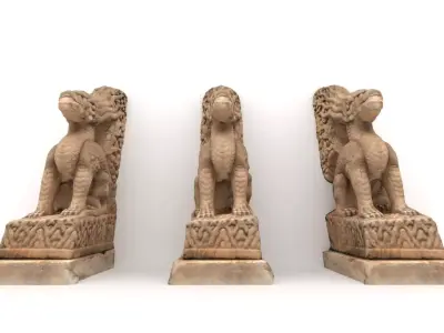 Chinese Stone Animal Statue Low-poly 3D model