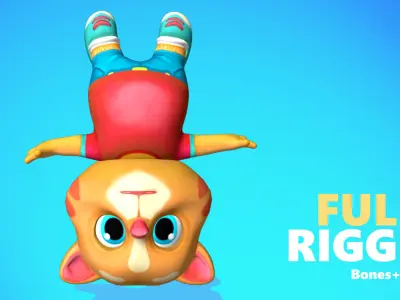 Cat Low poly Animated Rigged Low-poly 3D model