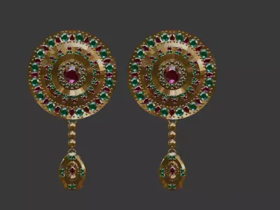 3D Print Ready Earring  And Pendant Set -3  Handmade Gift DIY 3D print model