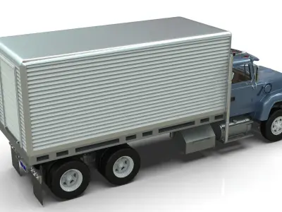 L9000 Box Truck 3D Model six Hood Variants  Hendrickson RT  3D model