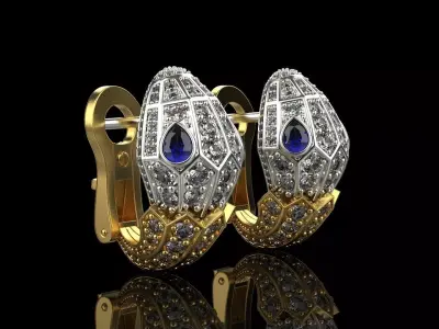 Bvlgari Snake Earrings Gold  3D print model