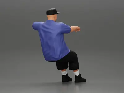 Gangster homie in cap with arm on window driving the car 3D print model